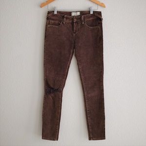 Free People Cyndi, brown velvet pants, low rise, vintage, size 24